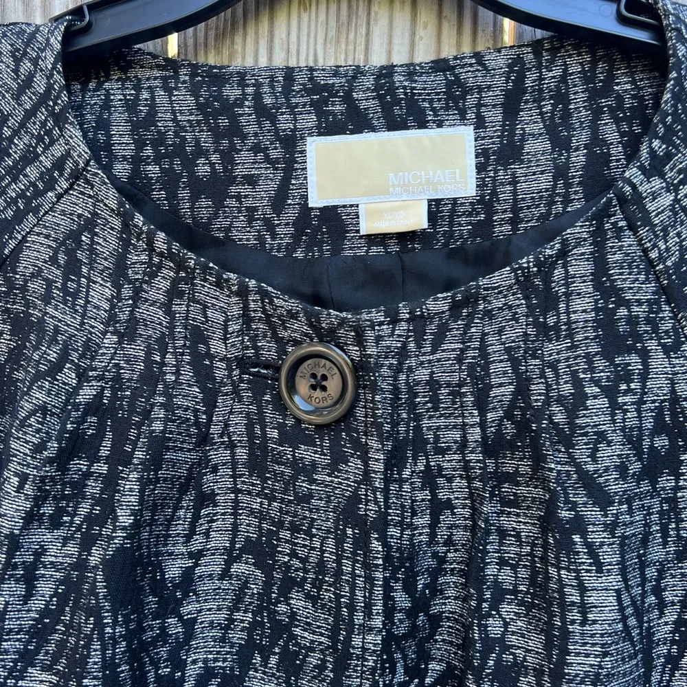 MICHAEL KORS Long Black and Gray Lined Blazer Jacket Women’s XL